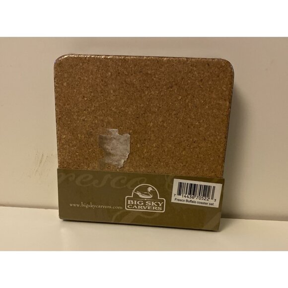 Big Sky Carvers Fresco Collection Bison Coasters New Sealed Nature Cork Back HTF - Picture 5 of 8